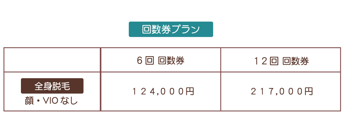男性用全身脱毛回数券